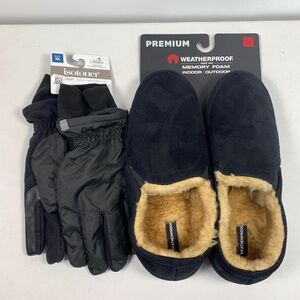 Dadcore Weatherproof black indoor outdoor clogs/Isotoner winter smart dry gloves